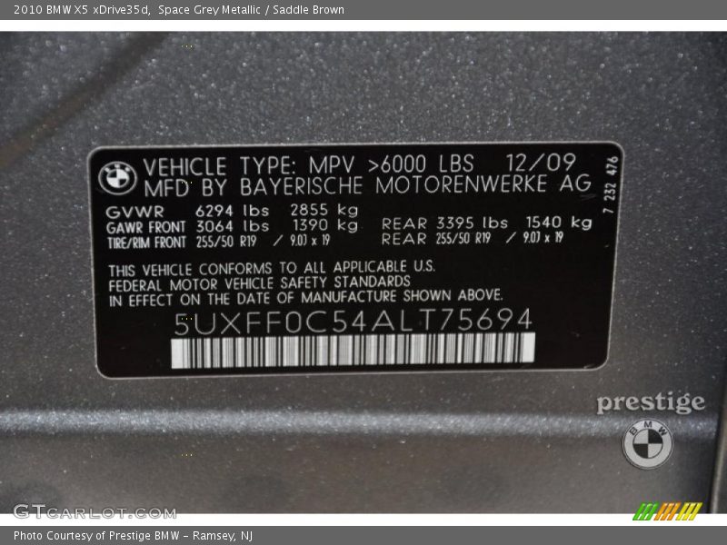 Space Grey Metallic / Saddle Brown 2010 BMW X5 xDrive35d