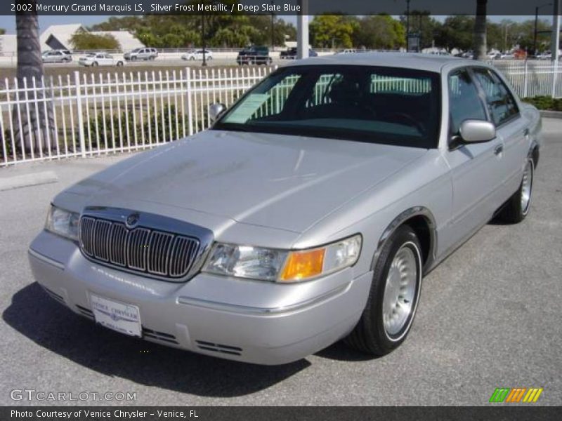 Silver Frost Metallic / Deep Slate Blue 2002 Mercury Grand Marquis LS