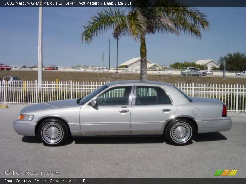 Silver Frost Metallic / Deep Slate Blue 2002 Mercury Grand Marquis LS