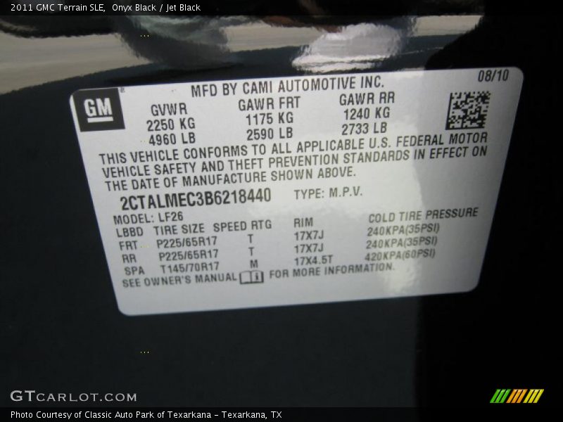 Onyx Black / Jet Black 2011 GMC Terrain SLE