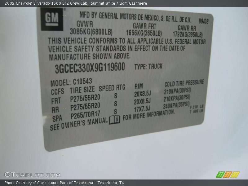 Summit White / Light Cashmere 2009 Chevrolet Silverado 1500 LTZ Crew Cab