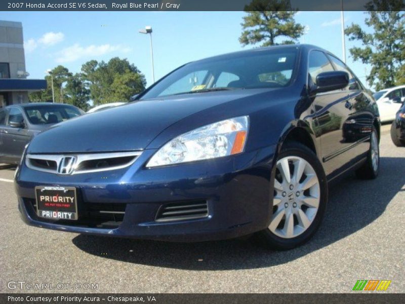 Royal Blue Pearl / Gray 2007 Honda Accord SE V6 Sedan
