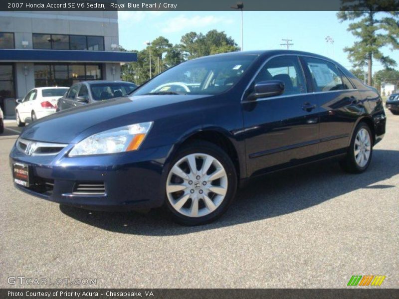 Royal Blue Pearl / Gray 2007 Honda Accord SE V6 Sedan