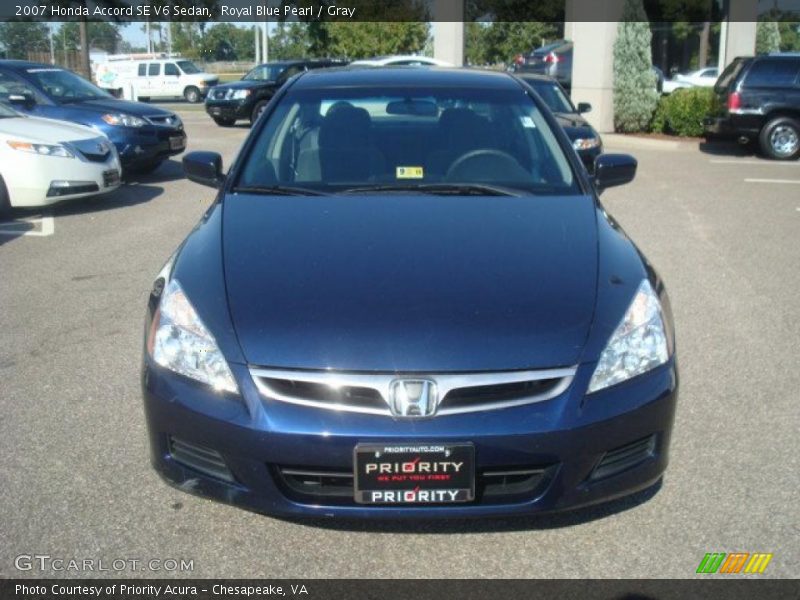 Royal Blue Pearl / Gray 2007 Honda Accord SE V6 Sedan