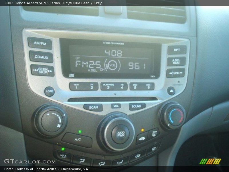 Royal Blue Pearl / Gray 2007 Honda Accord SE V6 Sedan