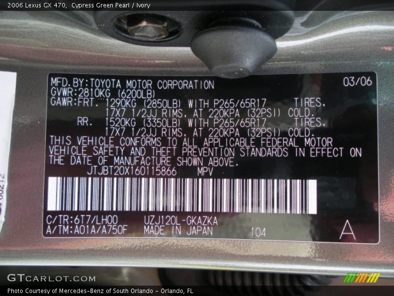 Cypress Green Pearl / Ivory 2006 Lexus GX 470