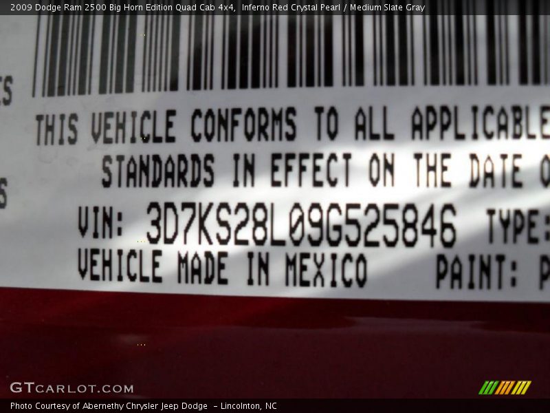 Inferno Red Crystal Pearl / Medium Slate Gray 2009 Dodge Ram 2500 Big Horn Edition Quad Cab 4x4