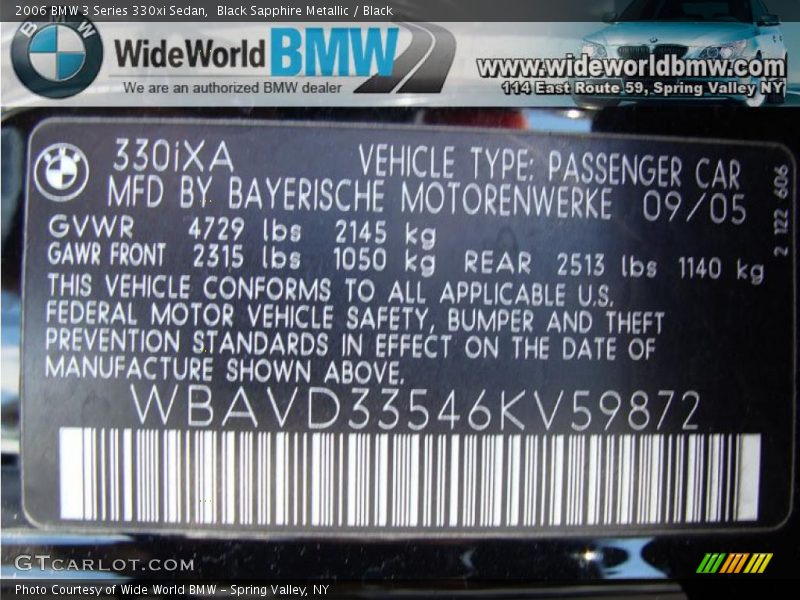 Black Sapphire Metallic / Black 2006 BMW 3 Series 330xi Sedan