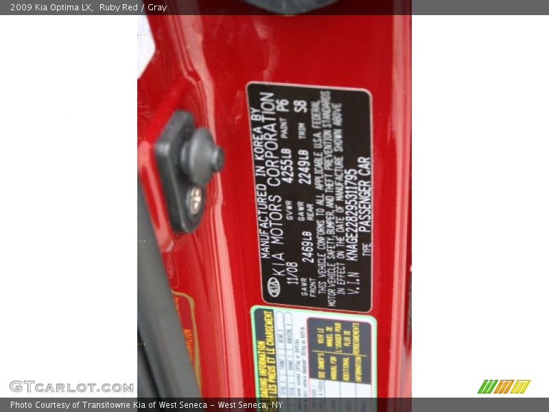 Ruby Red / Gray 2009 Kia Optima LX