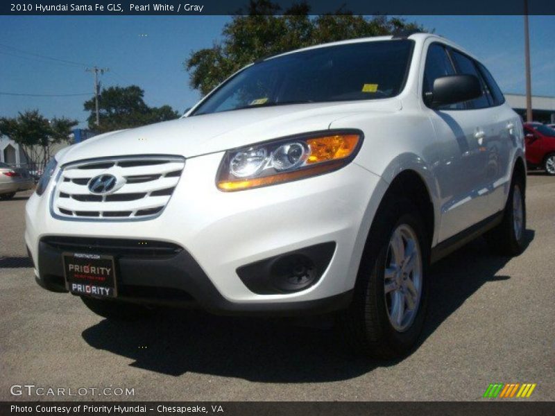 Pearl White / Gray 2010 Hyundai Santa Fe GLS