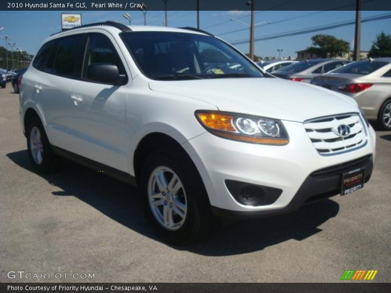Pearl White / Gray 2010 Hyundai Santa Fe GLS