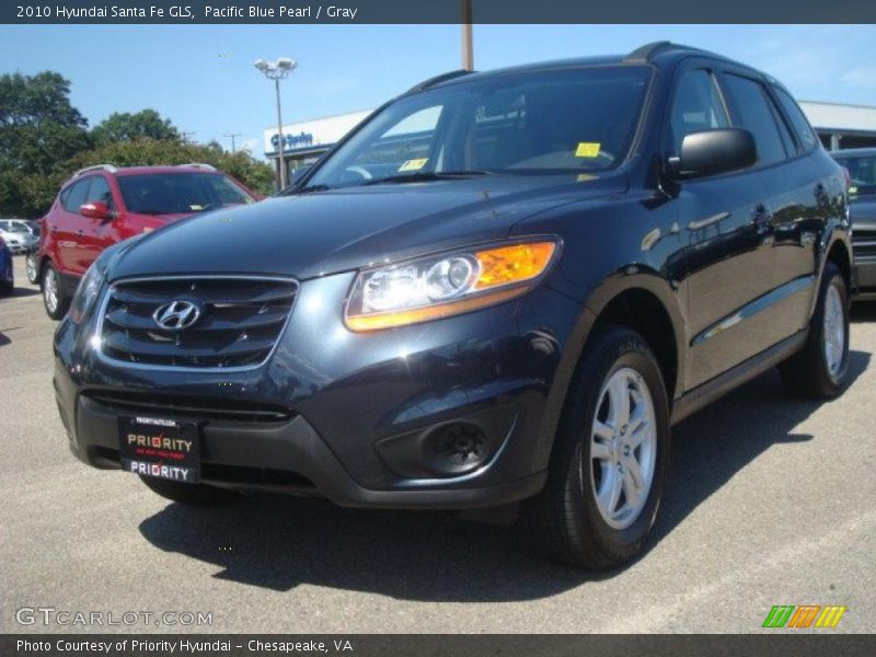 Pacific Blue Pearl / Gray 2010 Hyundai Santa Fe GLS