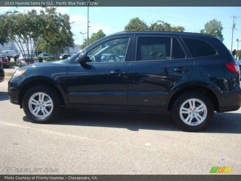 Pacific Blue Pearl / Gray 2010 Hyundai Santa Fe GLS