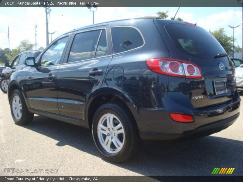 Pacific Blue Pearl / Gray 2010 Hyundai Santa Fe GLS