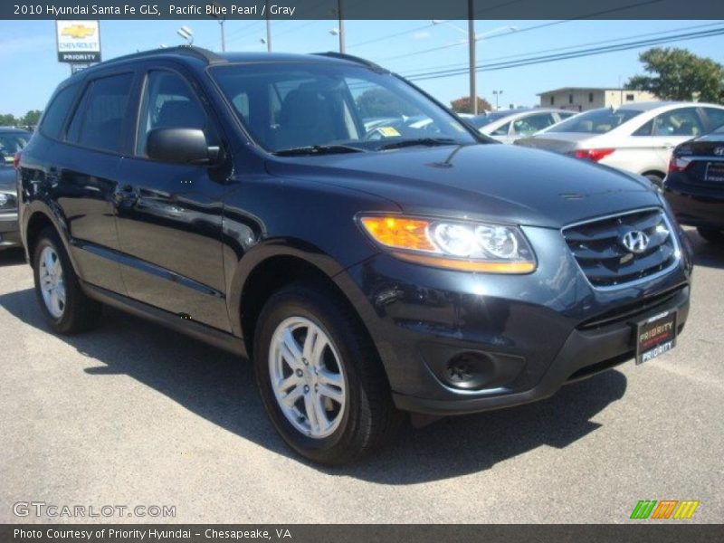 Pacific Blue Pearl / Gray 2010 Hyundai Santa Fe GLS