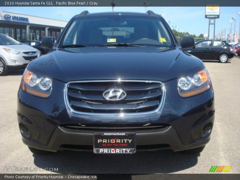 Pacific Blue Pearl / Gray 2010 Hyundai Santa Fe GLS