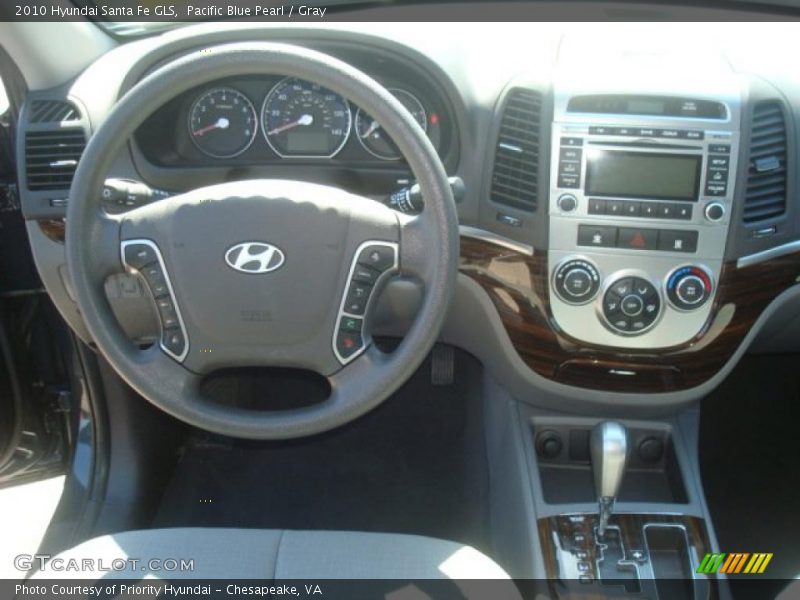 Pacific Blue Pearl / Gray 2010 Hyundai Santa Fe GLS