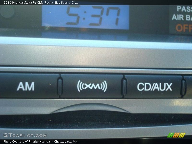 Pacific Blue Pearl / Gray 2010 Hyundai Santa Fe GLS
