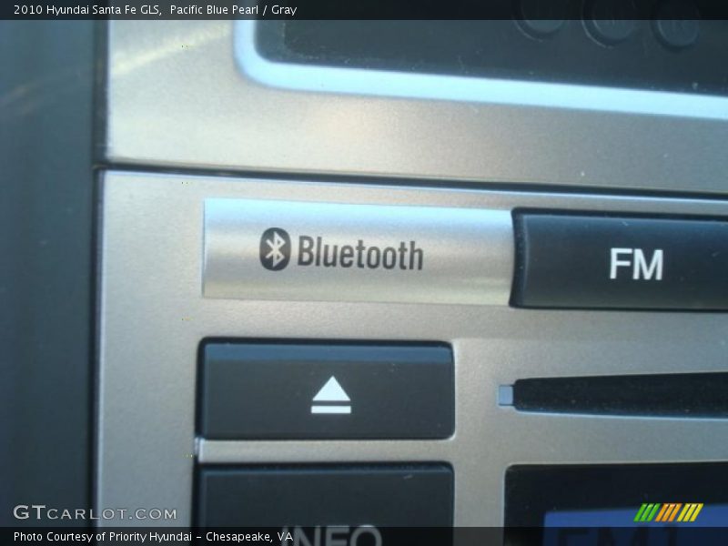 Pacific Blue Pearl / Gray 2010 Hyundai Santa Fe GLS