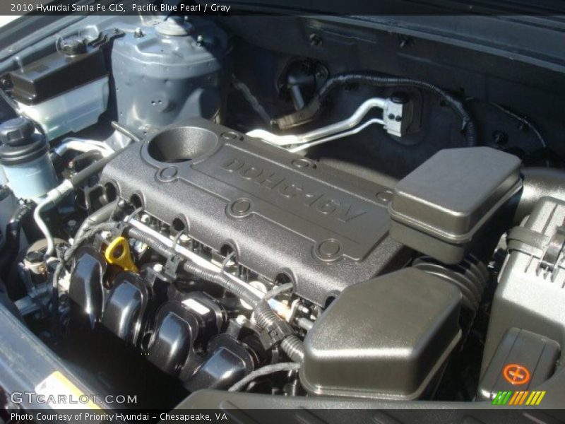 Pacific Blue Pearl / Gray 2010 Hyundai Santa Fe GLS