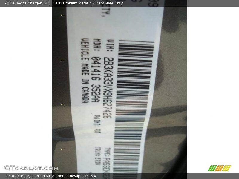 Dark Titanium Metallic / Dark Slate Gray 2009 Dodge Charger SXT