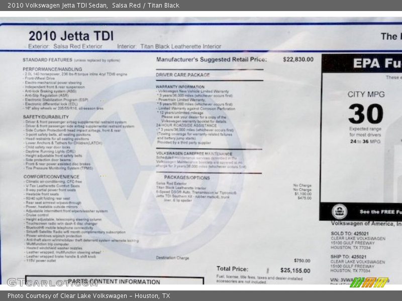 Salsa Red / Titan Black 2010 Volkswagen Jetta TDI Sedan