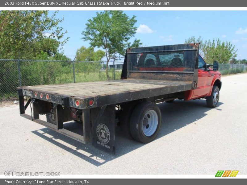 Bright Red / Medium Flint 2003 Ford F450 Super Duty XL Regular Cab Chassis Stake Truck