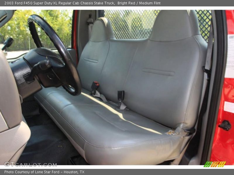 Bright Red / Medium Flint 2003 Ford F450 Super Duty XL Regular Cab Chassis Stake Truck