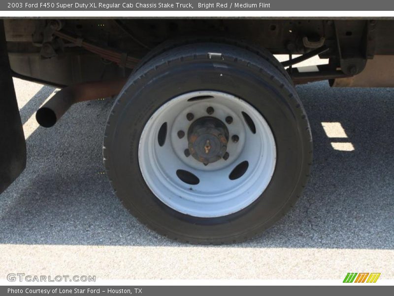 Bright Red / Medium Flint 2003 Ford F450 Super Duty XL Regular Cab Chassis Stake Truck