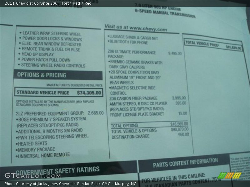 Torch Red / Red 2011 Chevrolet Corvette Z06