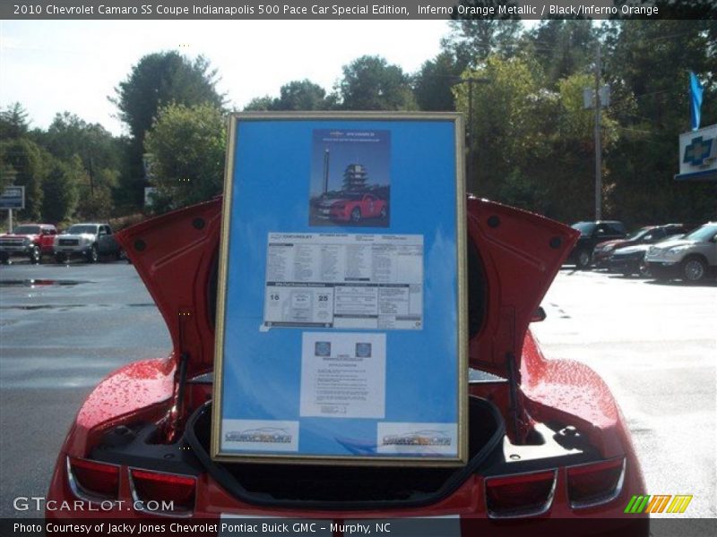 Inferno Orange Metallic / Black/Inferno Orange 2010 Chevrolet Camaro SS Coupe Indianapolis 500 Pace Car Special Edition