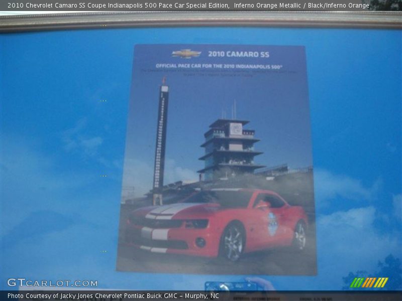 Inferno Orange Metallic / Black/Inferno Orange 2010 Chevrolet Camaro SS Coupe Indianapolis 500 Pace Car Special Edition