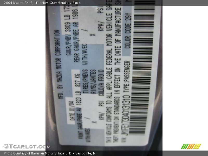 Titanium Gray Metallic / Black 2004 Mazda RX-8
