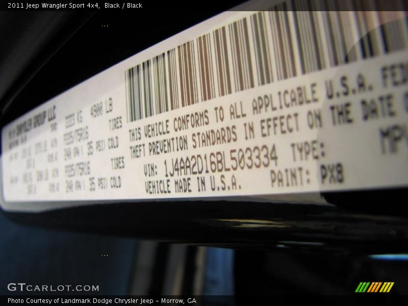 Black / Black 2011 Jeep Wrangler Sport 4x4