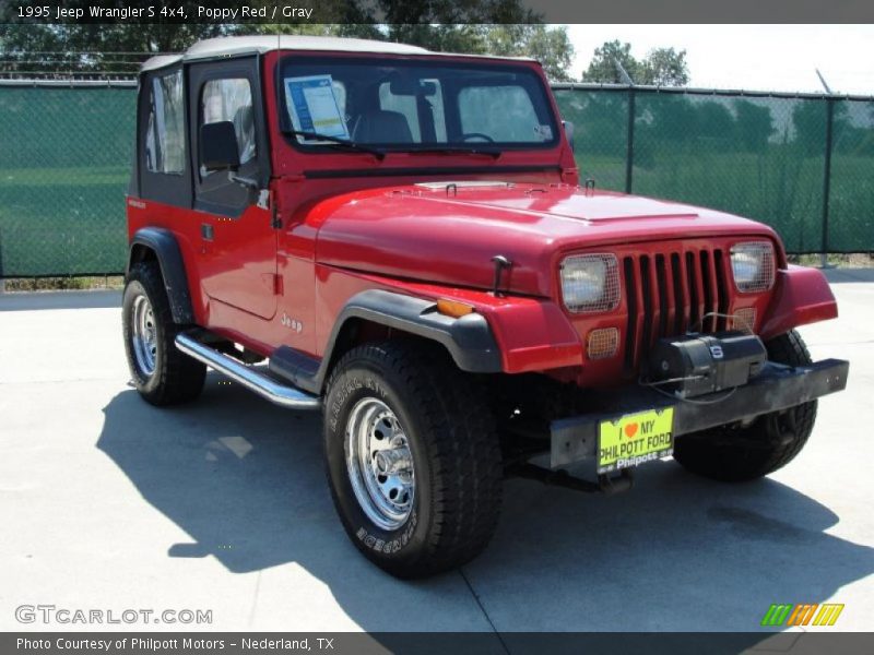 Poppy Red / Gray 1995 Jeep Wrangler S 4x4