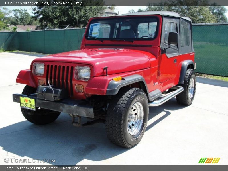 Poppy Red / Gray 1995 Jeep Wrangler S 4x4