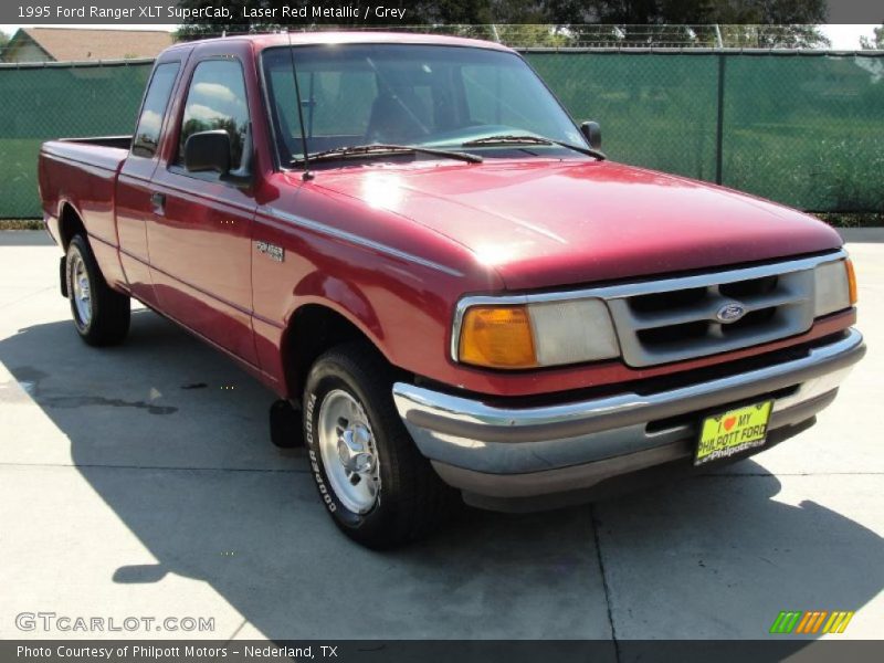 Laser Red Metallic / Grey 1995 Ford Ranger XLT SuperCab