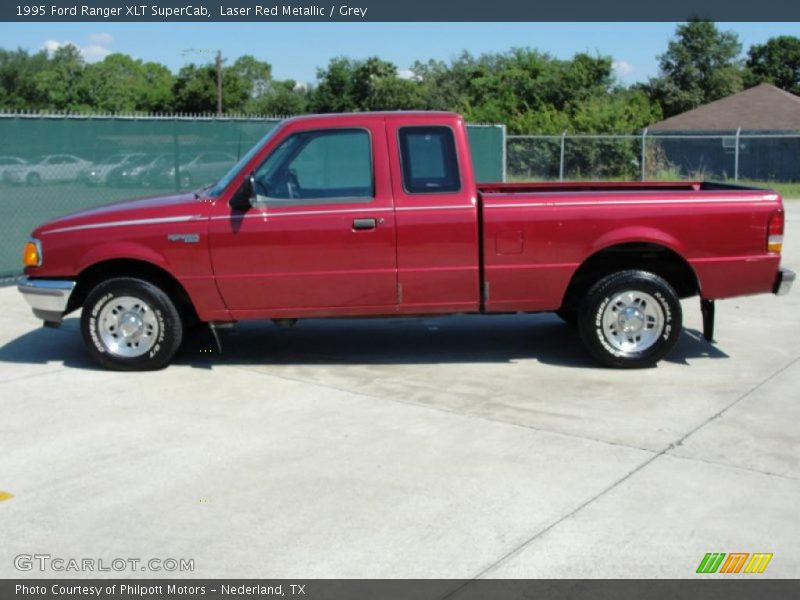 Laser Red Metallic / Grey 1995 Ford Ranger XLT SuperCab