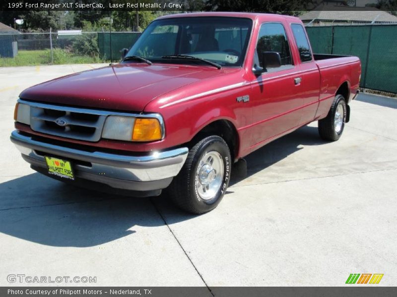 Laser Red Metallic / Grey 1995 Ford Ranger XLT SuperCab