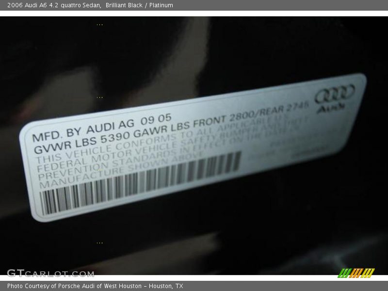 Brilliant Black / Platinum 2006 Audi A6 4.2 quattro Sedan