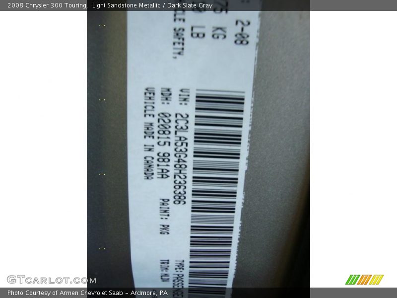 Light Sandstone Metallic / Dark Slate Gray 2008 Chrysler 300 Touring