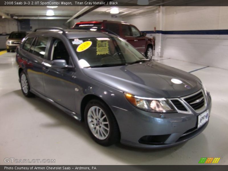 Titan Gray Metallic / Black 2008 Saab 9-3 2.0T SportCombi Wagon