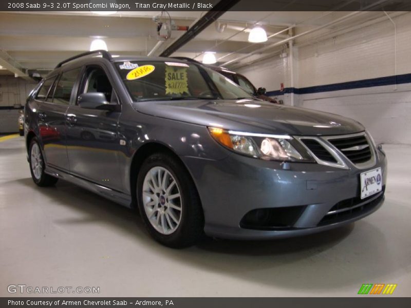 Titan Gray Metallic / Black 2008 Saab 9-3 2.0T SportCombi Wagon