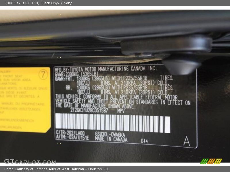 Black Onyx / Ivory 2008 Lexus RX 350