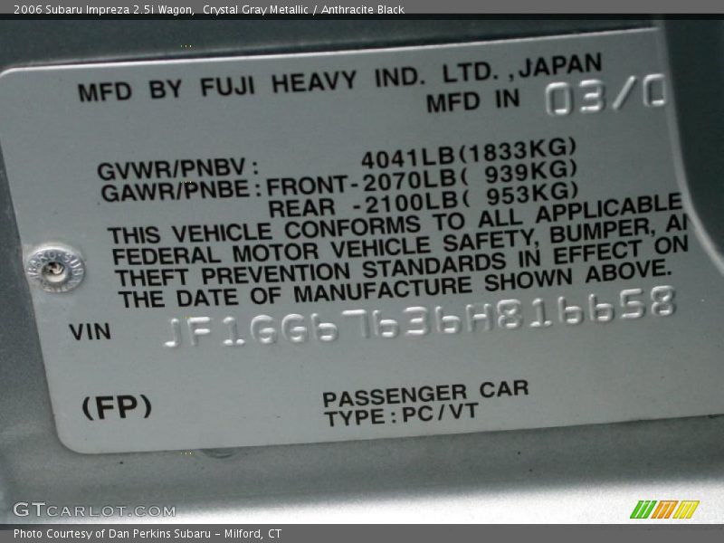 Crystal Gray Metallic / Anthracite Black 2006 Subaru Impreza 2.5i Wagon