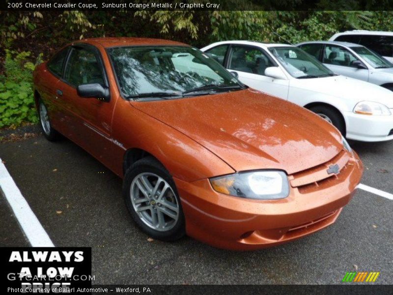 Sunburst Orange Metallic / Graphite Gray 2005 Chevrolet Cavalier Coupe