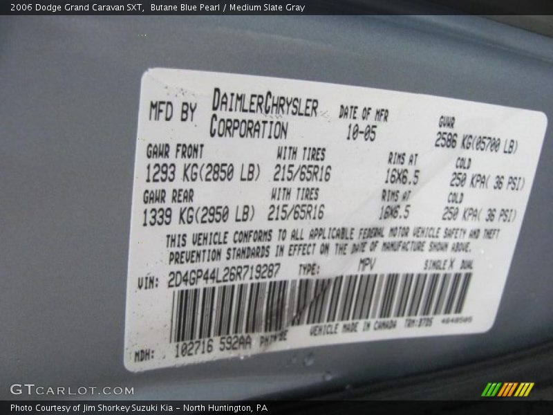 Butane Blue Pearl / Medium Slate Gray 2006 Dodge Grand Caravan SXT