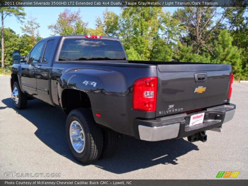 Taupe Gray Metallic / Light Titanium/Dark Titanium 2011 Chevrolet Silverado 3500HD LTZ Extended Cab 4x4 Dually