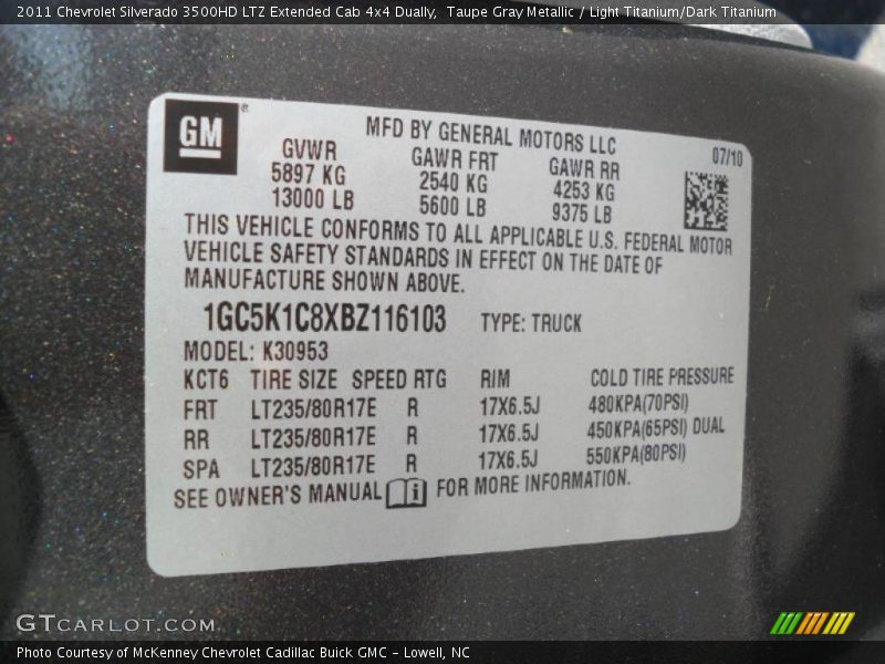 Taupe Gray Metallic / Light Titanium/Dark Titanium 2011 Chevrolet Silverado 3500HD LTZ Extended Cab 4x4 Dually