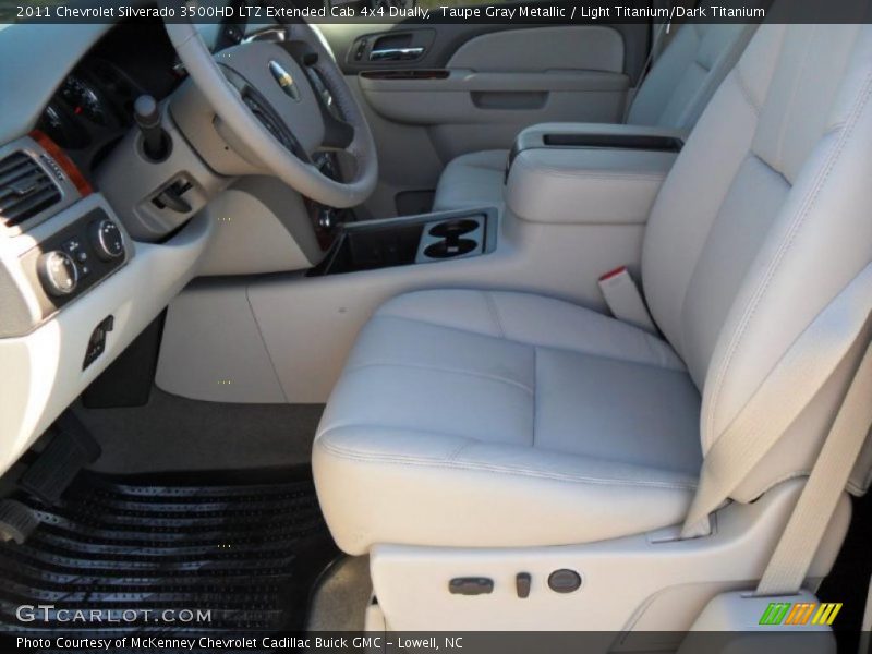 Taupe Gray Metallic / Light Titanium/Dark Titanium 2011 Chevrolet Silverado 3500HD LTZ Extended Cab 4x4 Dually
